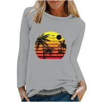 Jesen proljeće majice za žene slatka tropska Palma uzorak grafički Dugi rukav pulover dukserice labave