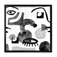 Designart 'Collage of Eyes And Doodles In Contemporary Style II' modern Framed Art Print