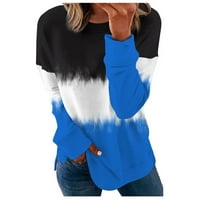Ženska majica geometrija šiva kontrastna boja Print Dugi rukav pulover vrhovi pokloni za žene